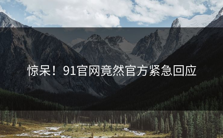 惊呆！91官网竟然官方紧急回应
