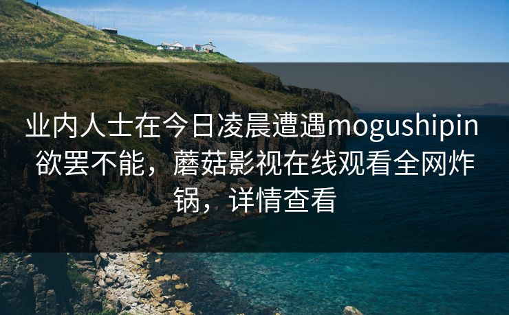 业内人士在今日凌晨遭遇mogushipin 欲罢不能，蘑菇影视在线观看全网炸锅，详情查看