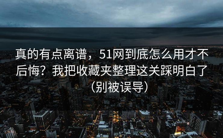 真的有点离谱，51网到底怎么用才不后悔？我把收藏夹整理这关踩明白了（别被误导）